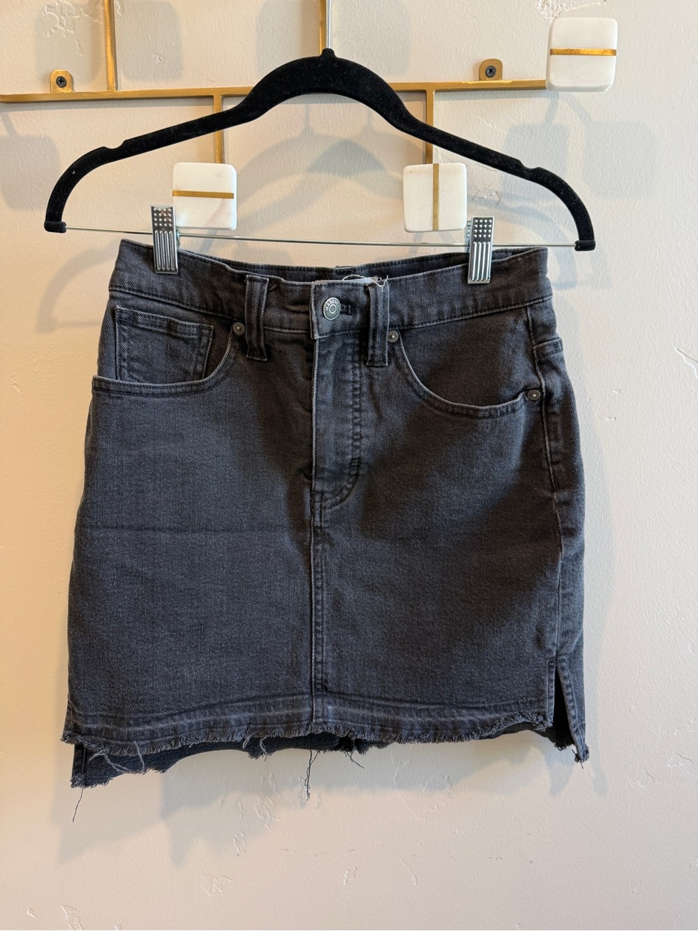 Madewell Washed Black Denim Mini Skirt
